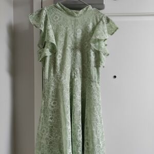 Anthropologie Mint Lace Long Sleeve Dress